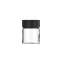 Chubby Gorilla 2 oz recipiente espiral de pared gruesa con revestimiento y evidencia de manipulación (recipiente transparente con cierre negro)