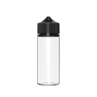 Chubby Gorilla Botella unicornio de 120ml con reductor de flujo y evidencia de manipulación (botella transparente con tapa negra)