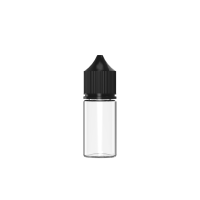 Chubby Gorilla Botella unicornio reductora de 30 ml con tapa a prueba de manipulaciones (botella transparente con cierre negro)