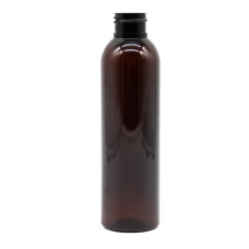 Frasco, 24/410, 150 ml, con tapa de rosca, transparente, marrón, forma redonda boston, PET