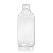 Frasco, 20/410, 100 ml, con tapa de rosca, transparente, ovalada, PETG - KÖRÖS - V2 Frasco, 20/410, 100 ml, con tapa de rosca, transparente, ovalada, PETG - KÖRÖS - V2