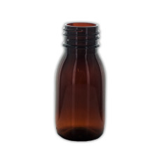 Frasco, 28/410, 50 ml, marrón, PET, para tapa a prueba de manipulaciones/CRC.
