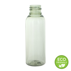 Frasco, 20/410, 50 ml, con tapa de rosca, transparente, redonda Boston, PET reciclado Frasco, 20/410, 50 ml, con tapa de rosca, transparente, redonda Boston, PET reciclado