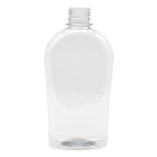Frasco, 28/410, 400 ml, con tapa de rosca, transparente, ovalada, PET