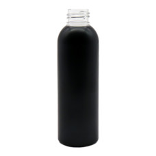 Frasco, 24/410, 150 ml, con tapa de rosca, negro mate, forma boston redonda, PET